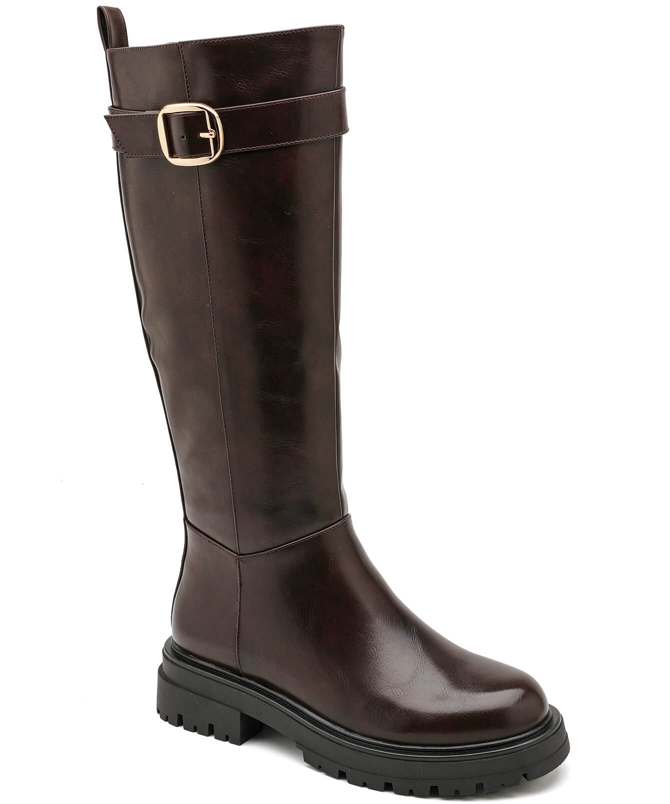 BOTTES FEMME MARRON HAUTE À BOUCLE – TALON 4 CM SEMELLE CRANTÉE - Casualmode.fr