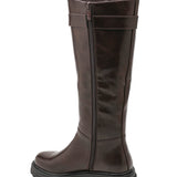 BOTTES FEMME MARRON HAUTE À BOUCLE – TALON 4 CM SEMELLE CRANTÉE - Casualmode.fr