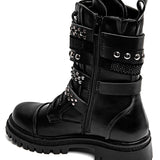 BOTTES NOIRES ROCK À SANGLES ET CLOUS - Casualmode.fr
