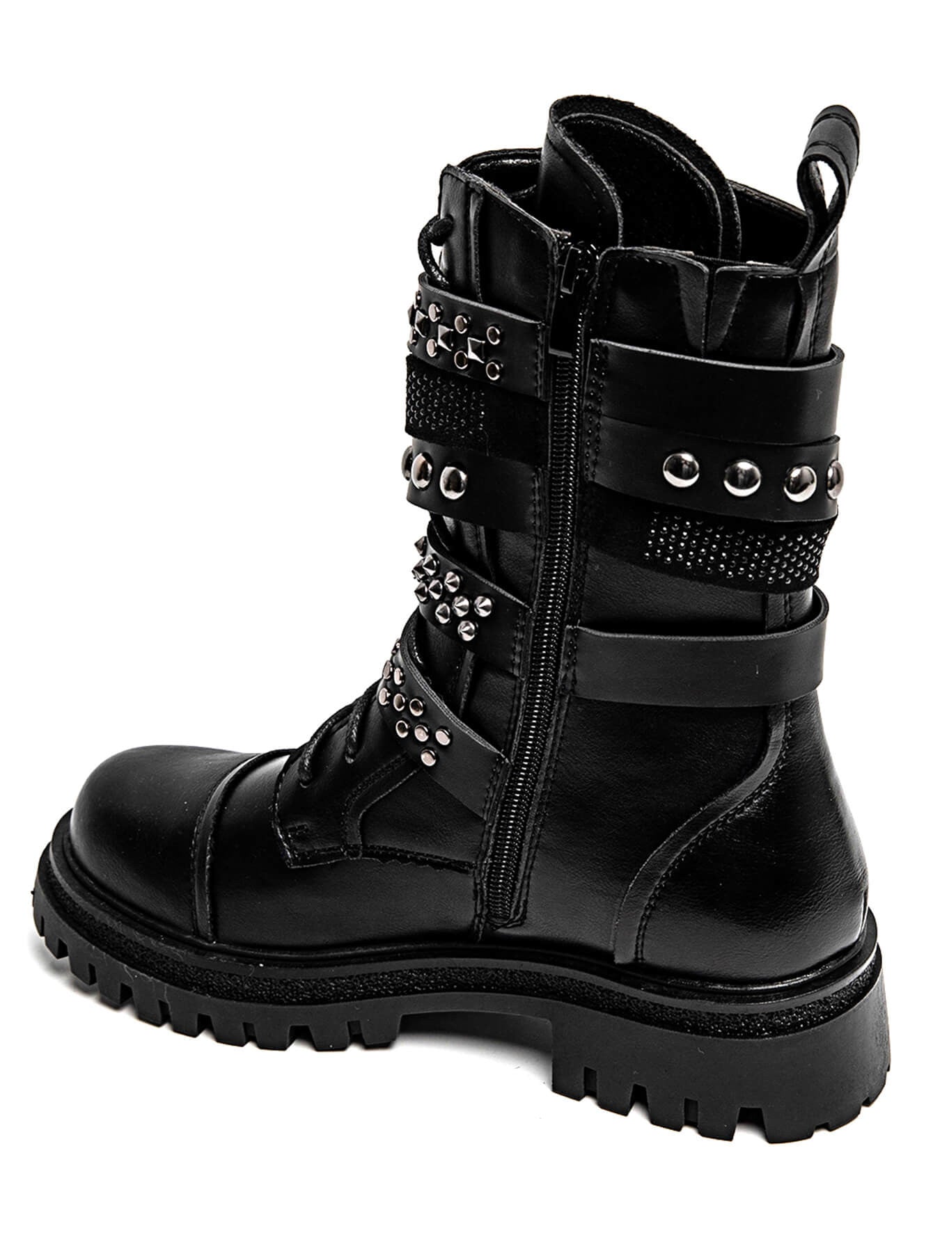 BOTTES NOIRES ROCK À SANGLES ET CLOUS - Casualmode.fr