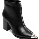 BOTTINES NOIRES À TALONS AVEC BOUT MÉTALLIQUE - Casualmode.fr