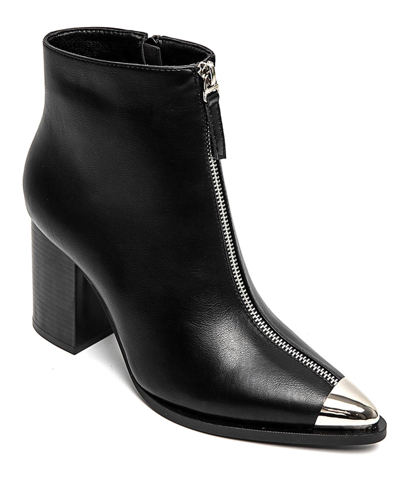 BOTTINES NOIRES À TALONS AVEC BOUT MÉTALLIQUE - Casualmode.fr