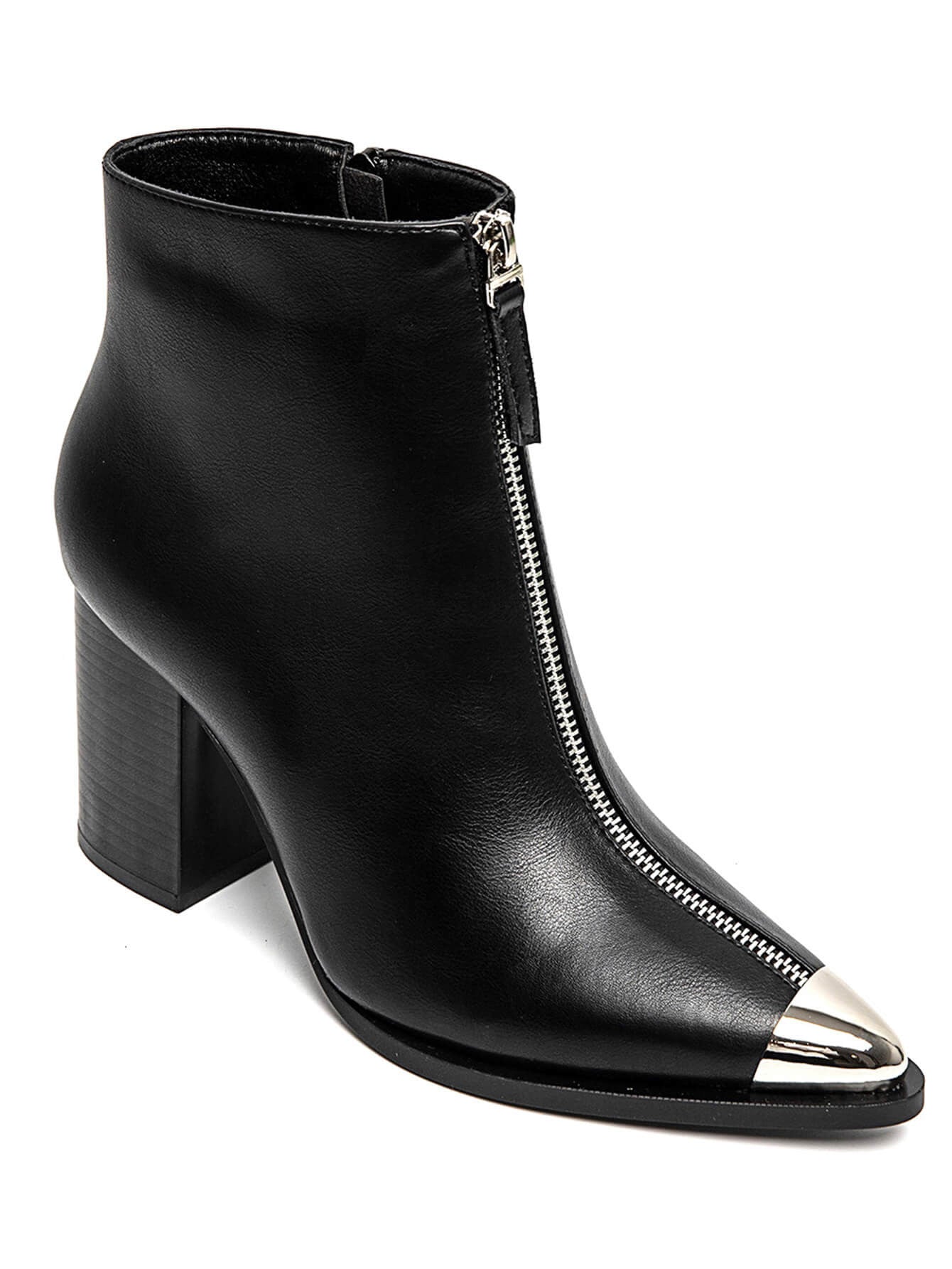 BOTTINES NOIRES À TALONS AVEC BOUT MÉTALLIQUE - Casualmode.fr