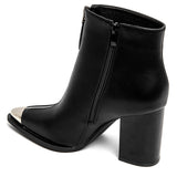 BOTTINES NOIRES À TALONS AVEC BOUT MÉTALLIQUE - Casualmode.fr