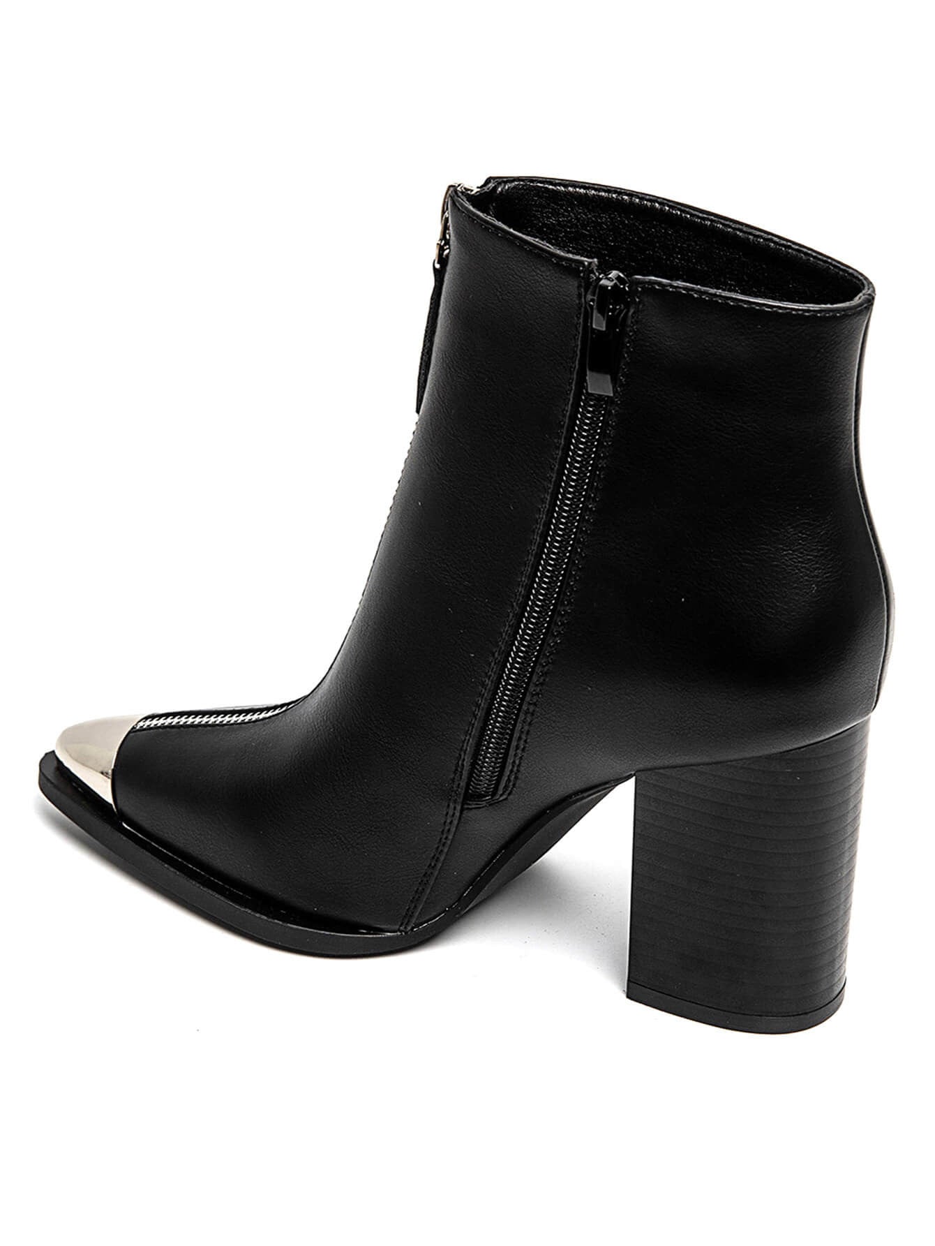 BOTTINES NOIRES À TALONS AVEC BOUT MÉTALLIQUE - Casualmode.fr