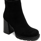 BOTTINES NOIRES À TALON ÉPAIS EN SUÉDINE - Casualmode.fr