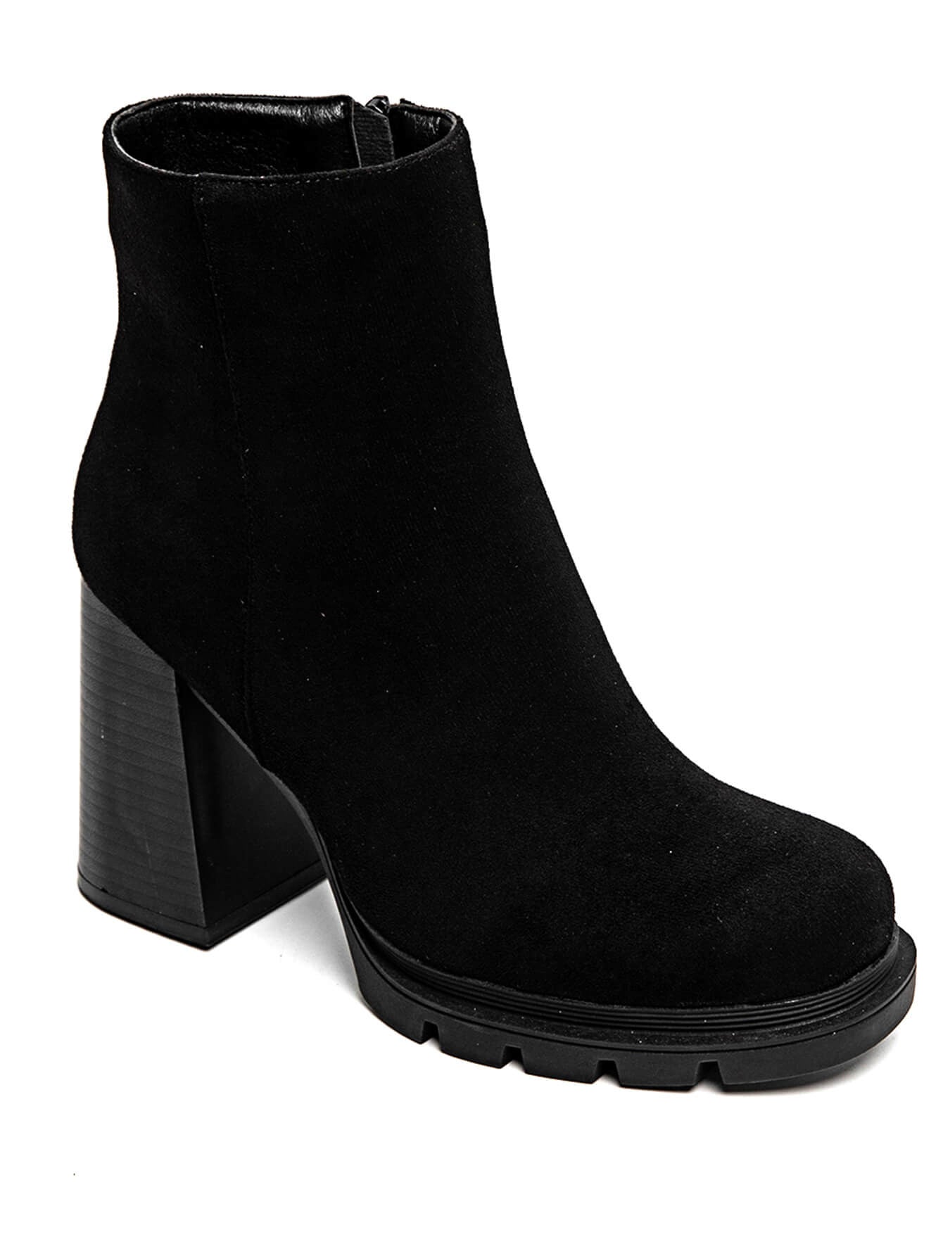 BOTTINES NOIRES À TALON ÉPAIS EN SUÉDINE - Casualmode.fr