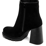 BOTTINES NOIRES À TALON ÉPAIS EN SUÉDINE - Casualmode.fr