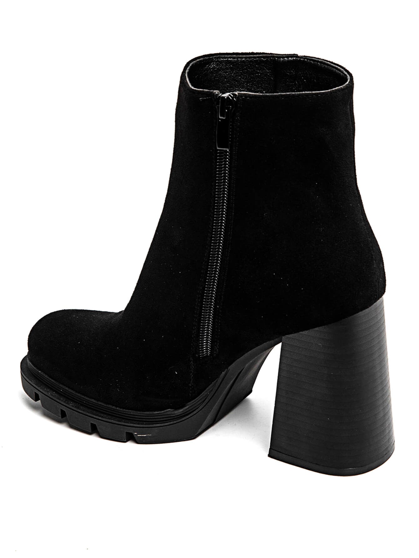 BOTTINES NOIRES À TALON ÉPAIS EN SUÉDINE - Casualmode.fr