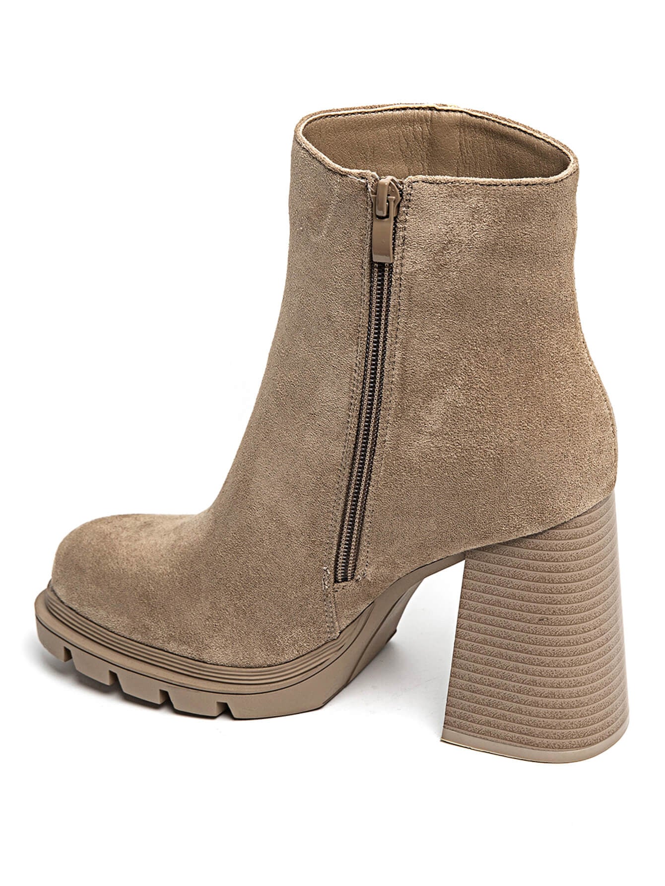 BOTTINES BEIGE À TALON ÉPAIS EN SUÉDINE - Casualmode.fr