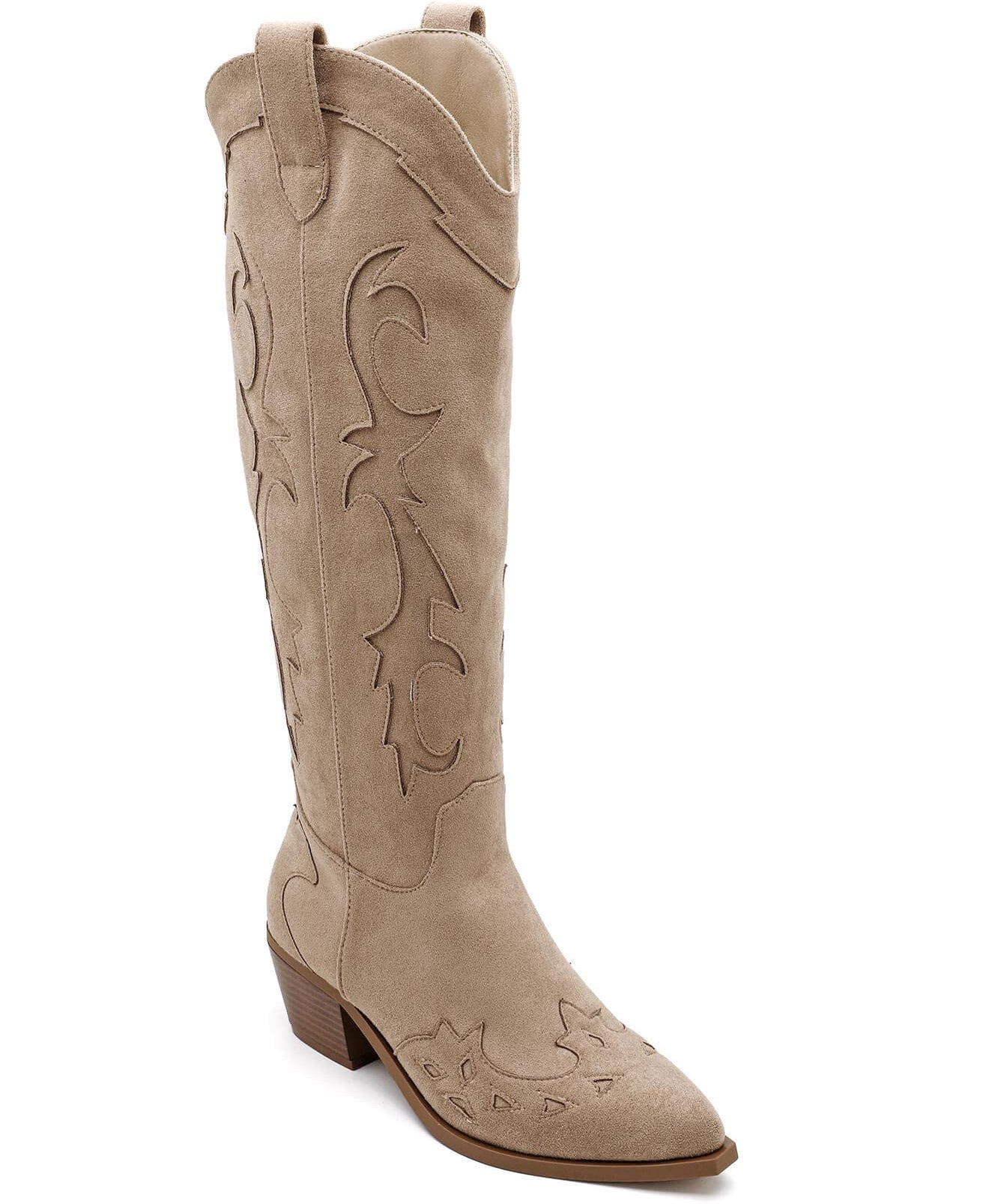 BOTTES COWBOY BEIGE EN SUÉDINE À TALON BAS - Casualmode.fr