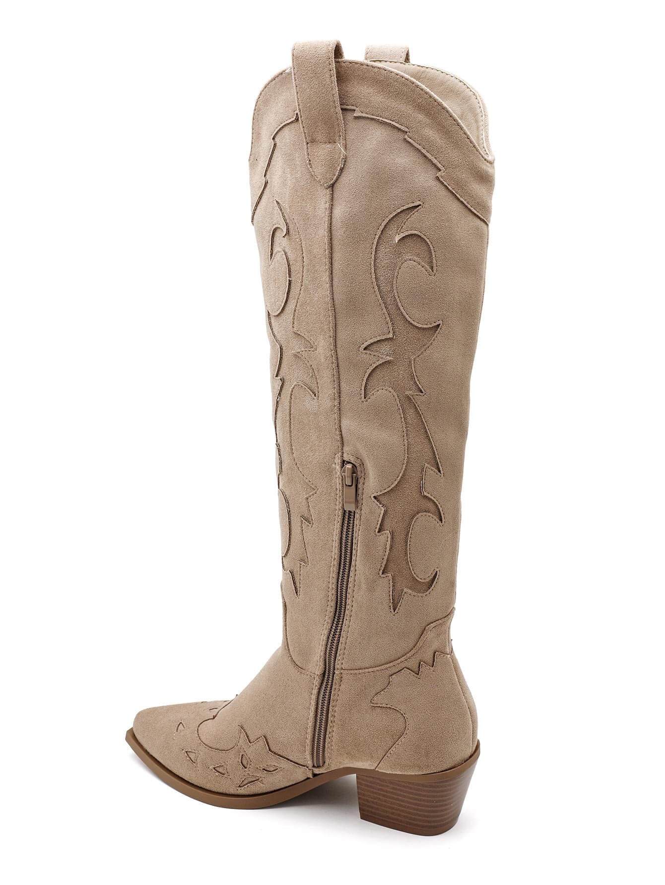 BOTTES COWBOY BEIGE EN SUÉDINE À TALON BAS - Casualmode.fr