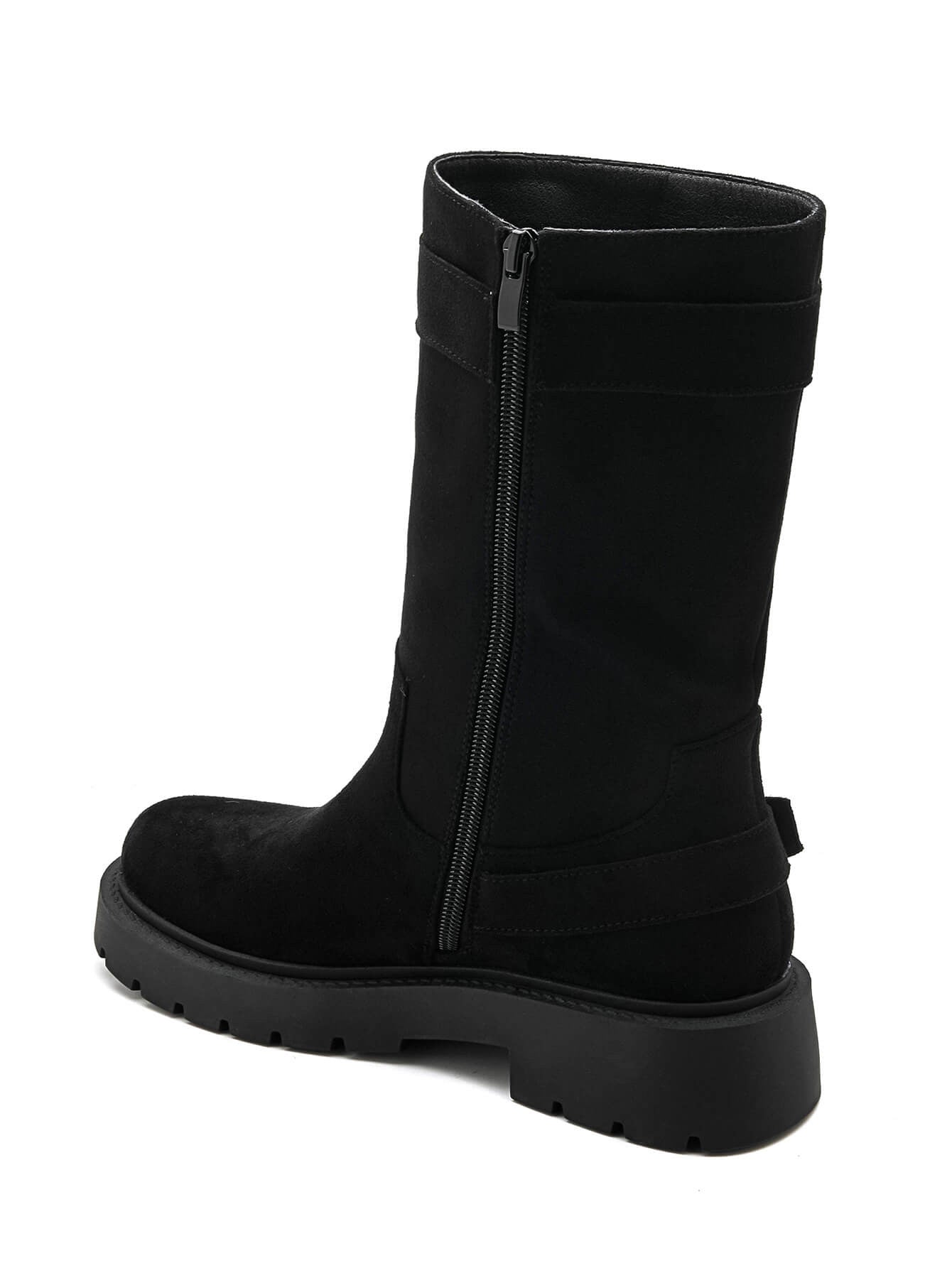 BOTTINES HAUTES NOIRES BIKER TENDANCE - Casualmode.fr