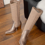 BOTTES COWBOY BEIGE & BRONZE À TALON - Casualmode.fr