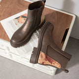 BOTTINES CHELSEA MARRON – DÉTAIL LÉOPARD - Casualmode.fr