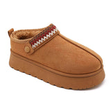 MULES FOURRÉES CAMEL À SEMELLE ÉPAISSE - Casualmode.fr