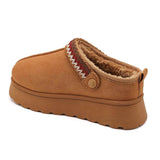 MULES FOURRÉES CAMEL À SEMELLE ÉPAISSE - Casualmode.fr