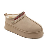 MULES FOURRÉES BEIGE À SEMELLE ÉPAISSE - Casualmode.fr