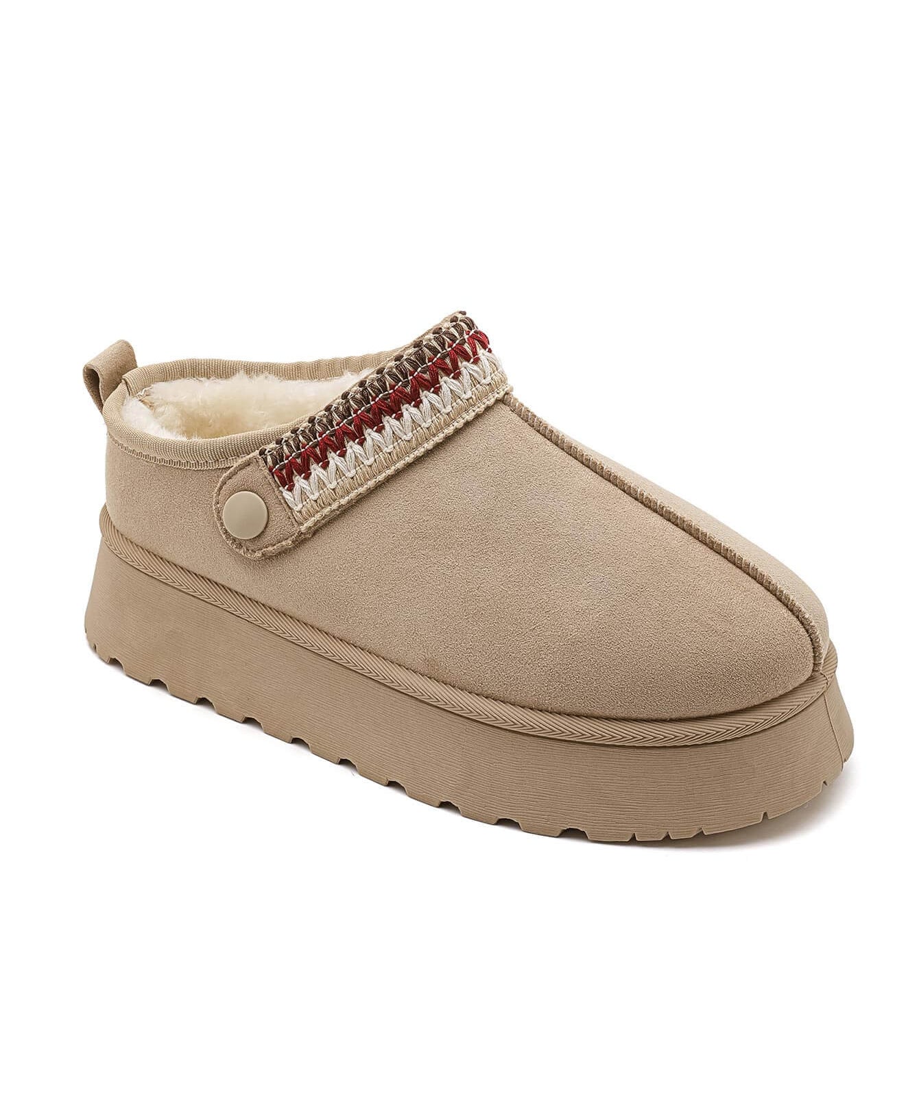 MULES FOURRÉES BEIGE À SEMELLE ÉPAISSE - Casualmode.fr