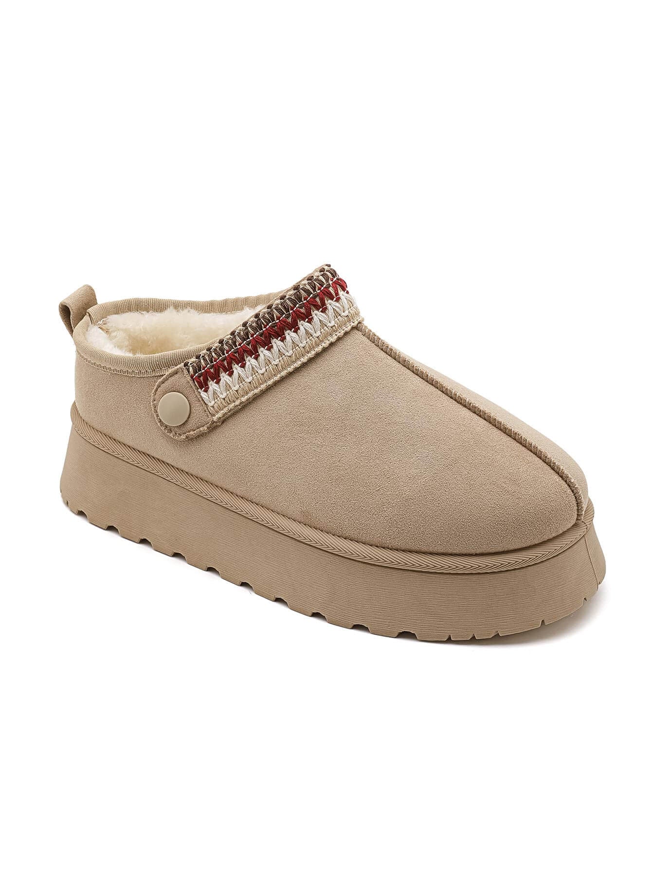 MULES FOURRÉES BEIGE À SEMELLE ÉPAISSE - Casualmode.fr