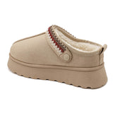 MULES FOURRÉES BEIGE À SEMELLE ÉPAISSE - Casualmode.fr