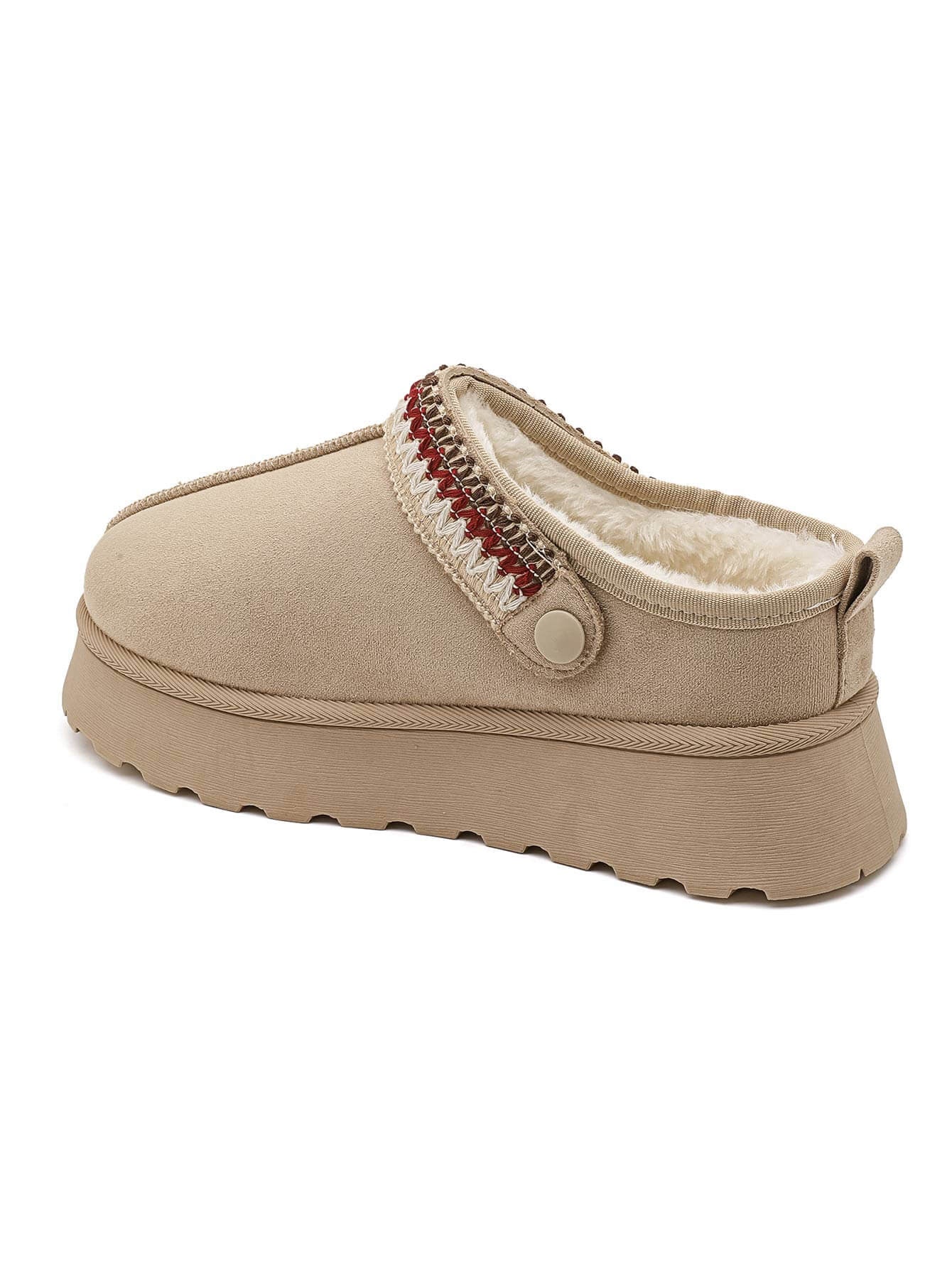 MULES FOURRÉES BEIGE À SEMELLE ÉPAISSE - Casualmode.fr