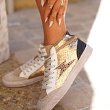 BASKETS MONTANTES FEMME PAILLETÉES BRONZE ET NOIR - Casualmode.fr