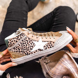 BASKETS MONTANTES FEMME LÉOPARD ET DORÉ - Casualmode.fr