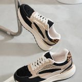 SNEAKERS CHUNKY NOIRES ET DORÉES FEMME AVEC DÉTAIL LÉOPARD - Casualmode.fr