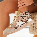 BASKETS MONTANTES FEMME LÉOPARD ET DORÉ - Casualmode.fr