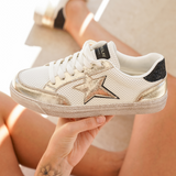 BASKETS FEMME BLANCHES ET DORÉES- ÉTOILE DORÉE - Casualmode.fr