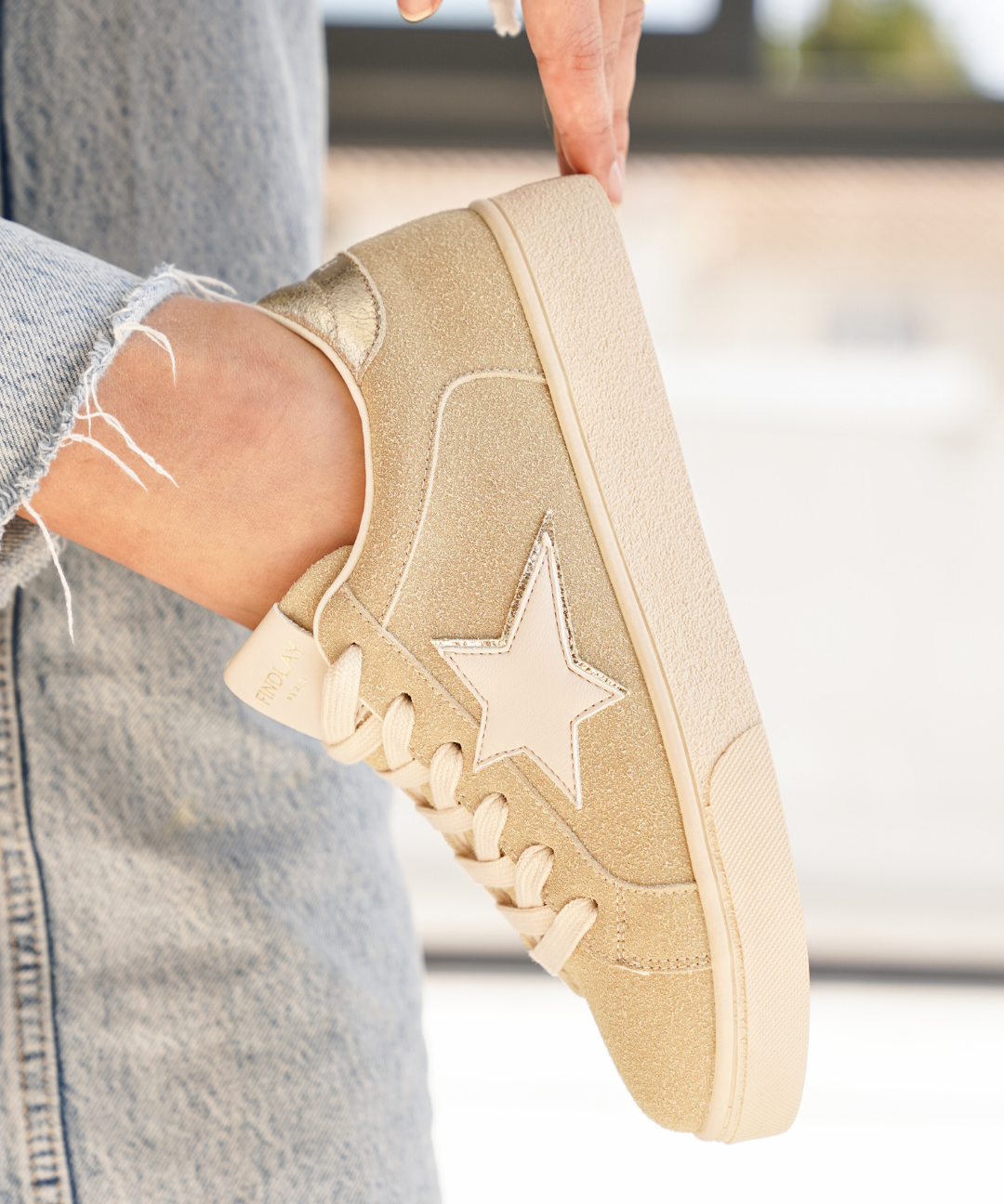 Basket femme étoile taupe à lacets - Solange - Casualmode.fr