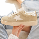 Basket femme étoile taupe à lacets - Solange - Casualmode.fr