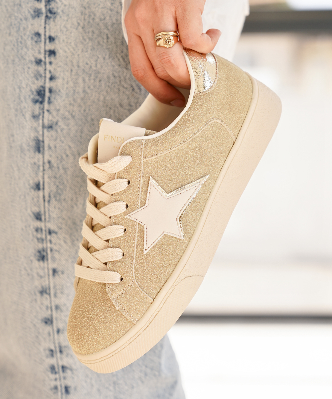 Basket femme étoile taupe à lacets - Solange - Casualmode.fr