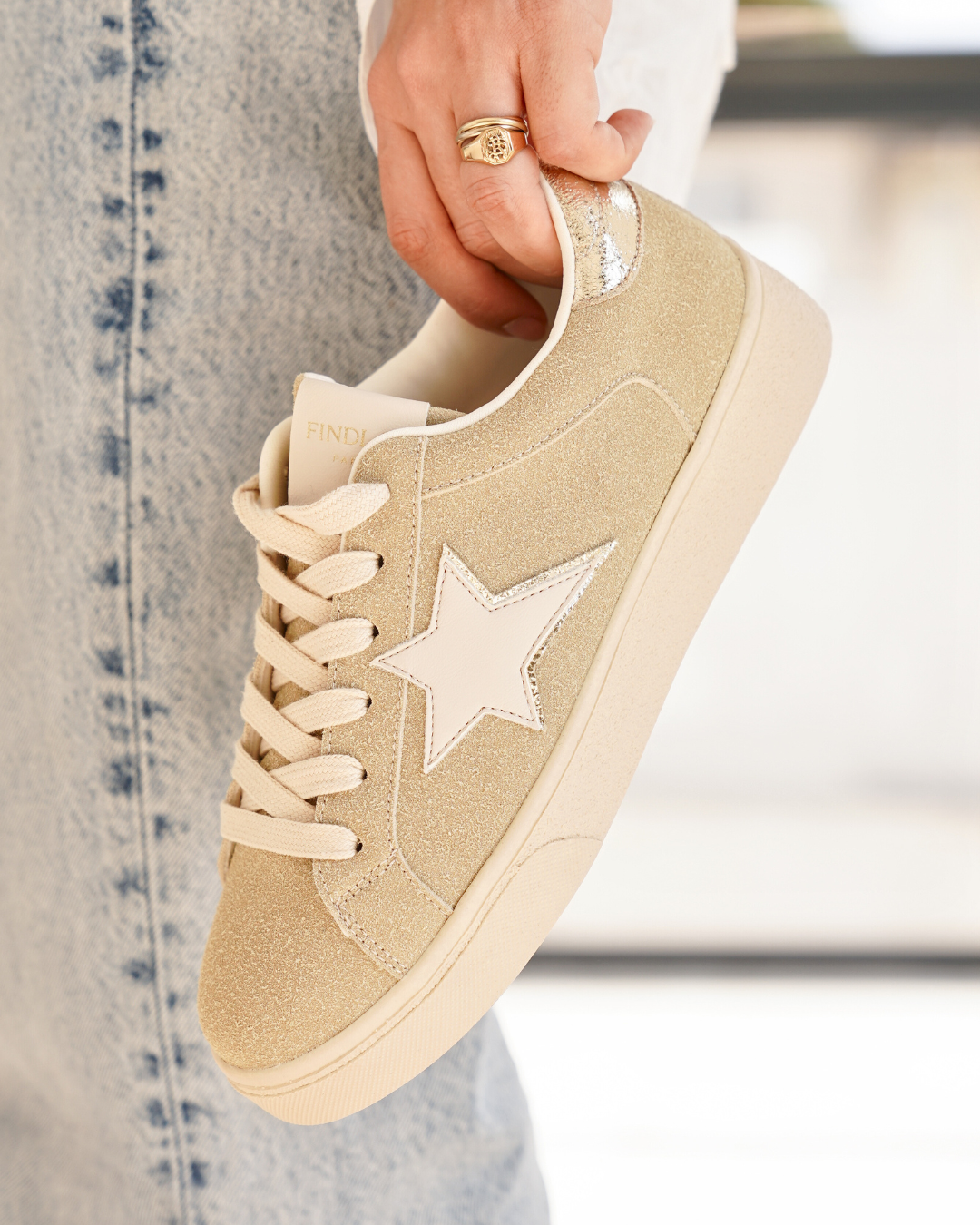 Basket femme étoile taupe à lacets - Solange - Casualmode.fr