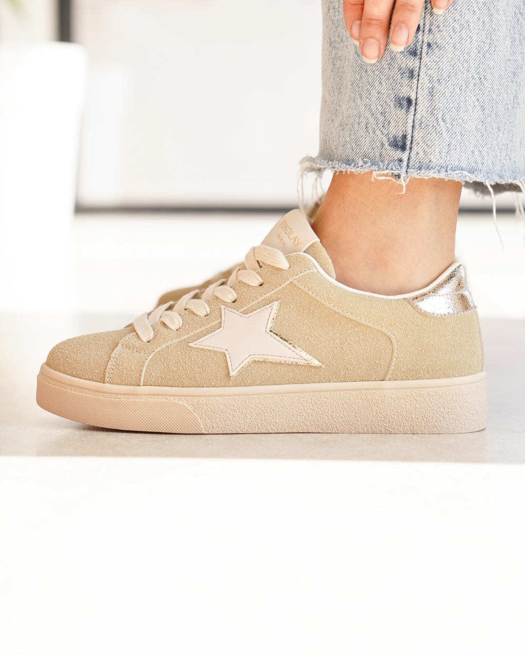 Basket femme étoile taupe à lacets - Solange - Casualmode.fr