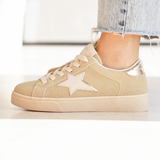 Basket femme étoile taupe à lacets - Solange - Casualmode.fr