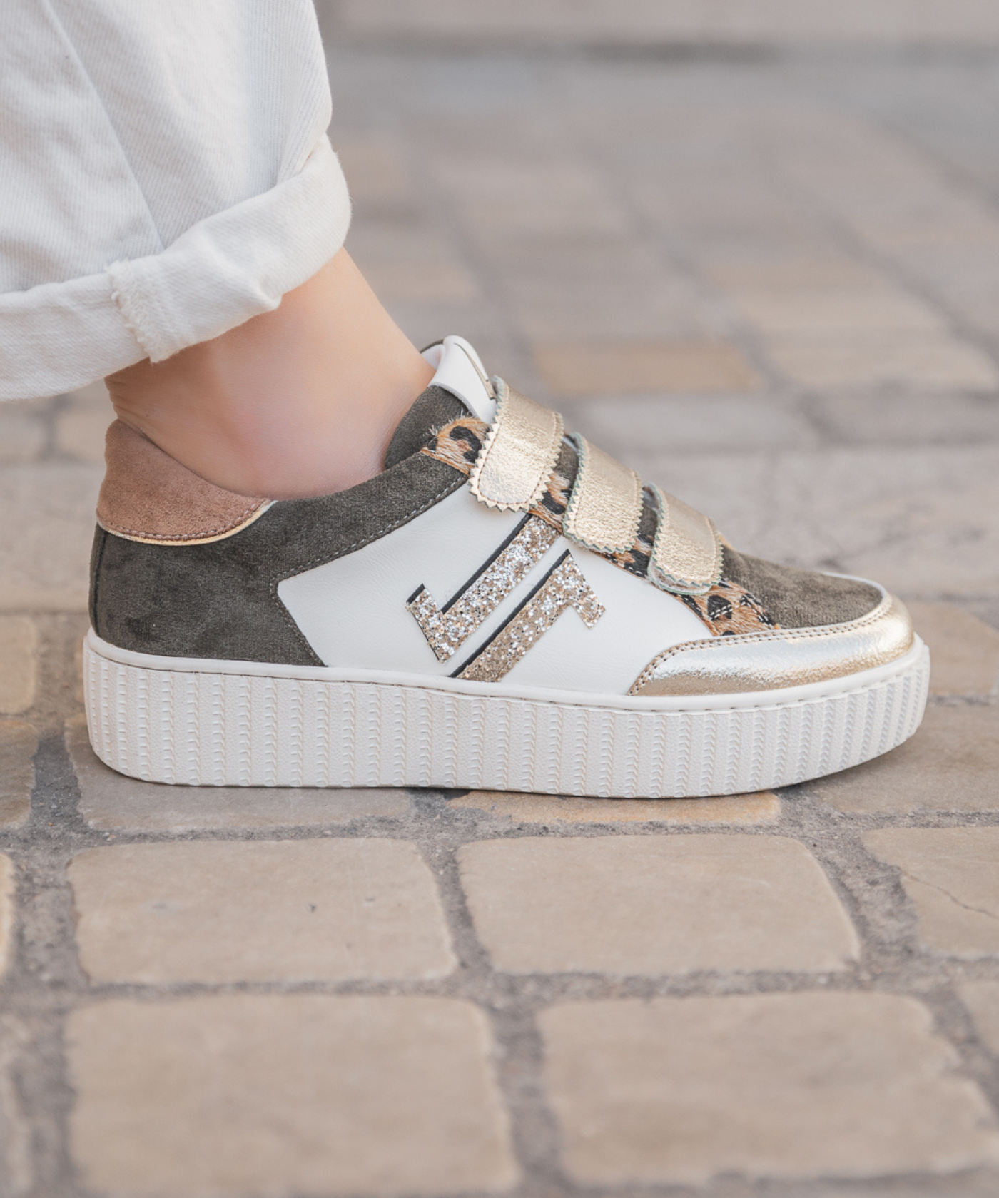 CL11 SNEAKERS - CL91-KHAKI-GOLD - Casualmode.fr