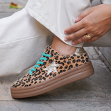 BASKETS LÉOPARD ÉTOILE ARGENTÉE - Casualmode.fr