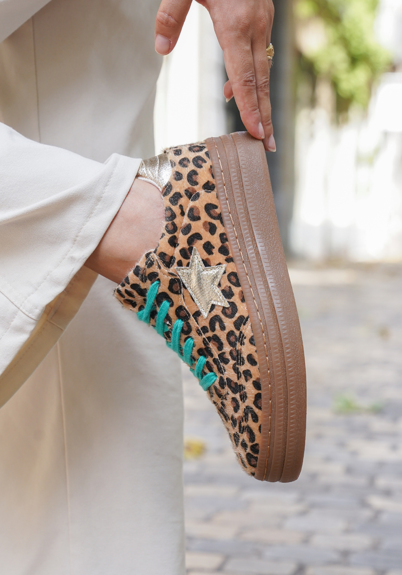 BASKETS LÉOPARD ÉTOILE ARGENTÉE - Casualmode.fr