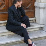 BASKETS BORDEAUX AVEC DÉTAILS BLANCS SEMELLE ÉPAISSE - Casualmode.fr