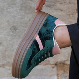 BASKETS FEMME VERTES ET ROSES - Casualmode.fr