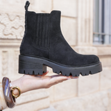 BOTTINES NOIRES EN SUÉDINE AVEC DOUBLURE FOURRÉE - Casualmode.fr