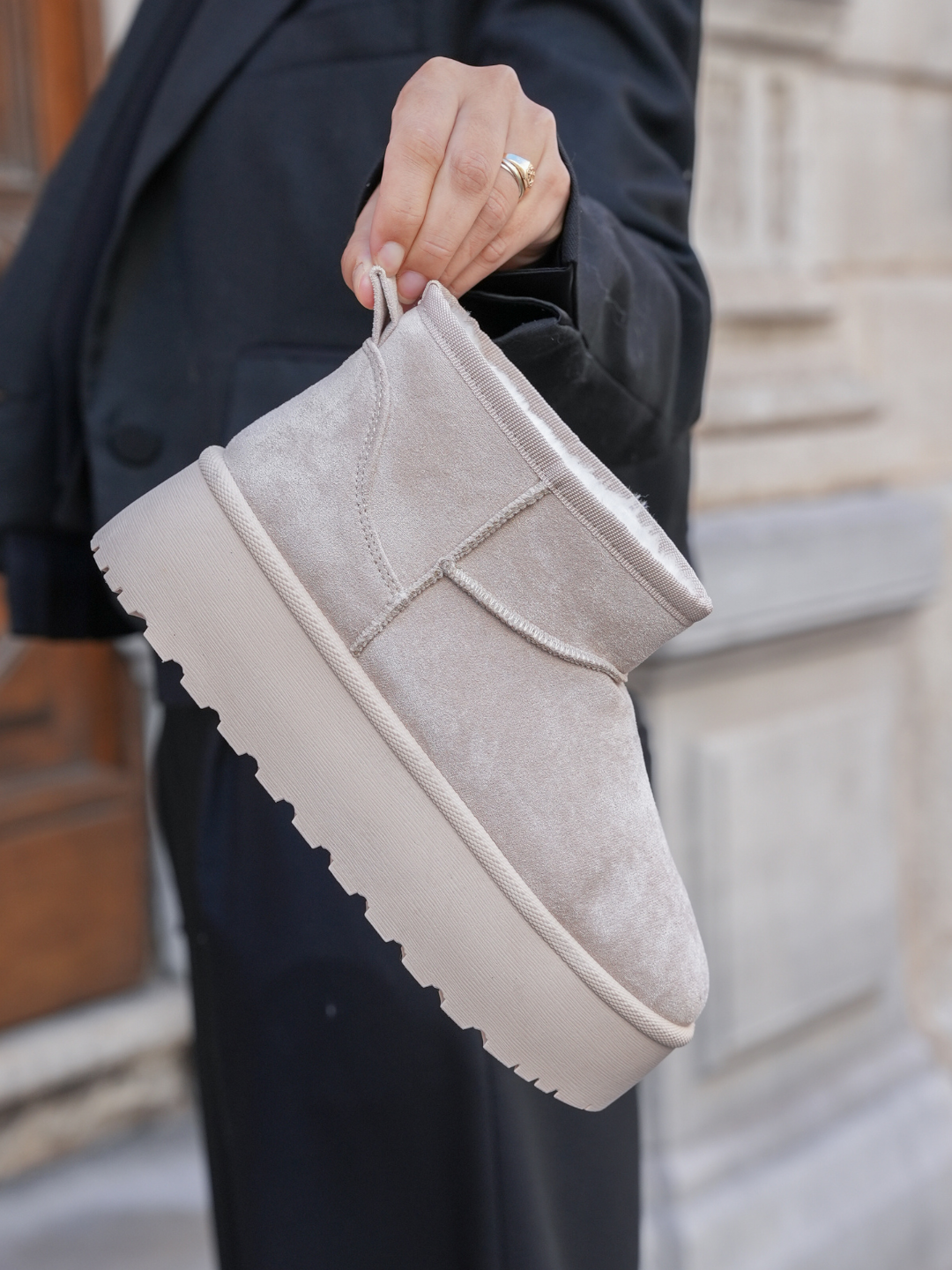 BOTTINES FOURRÉES PLATEFORME CRÈME - Casualmode.fr