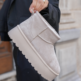 BOTTINES FOURRÉES PLATEFORME CRÈME - Casualmode.fr