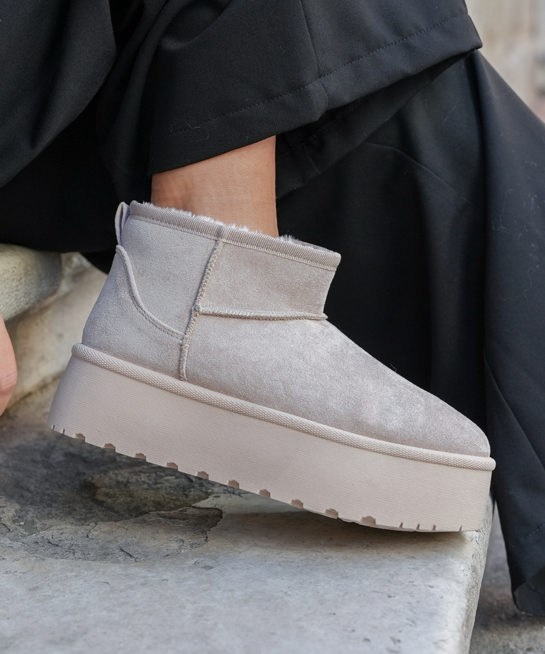 BOTTINES FOURRÉES PLATEFORME CRÈME - Casualmode.fr