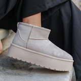 BOTTINES FOURRÉES PLATEFORME CRÈME - Casualmode.fr