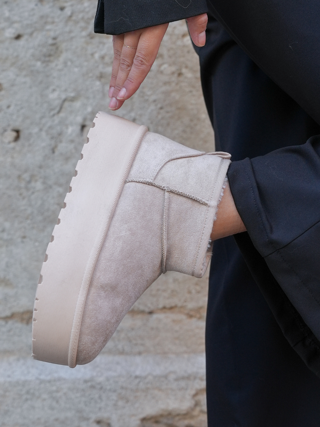 BOTTINES FOURRÉES PLATEFORME CRÈME - Casualmode.fr