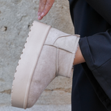 BOTTINES FOURRÉES PLATEFORME CRÈME - Casualmode.fr