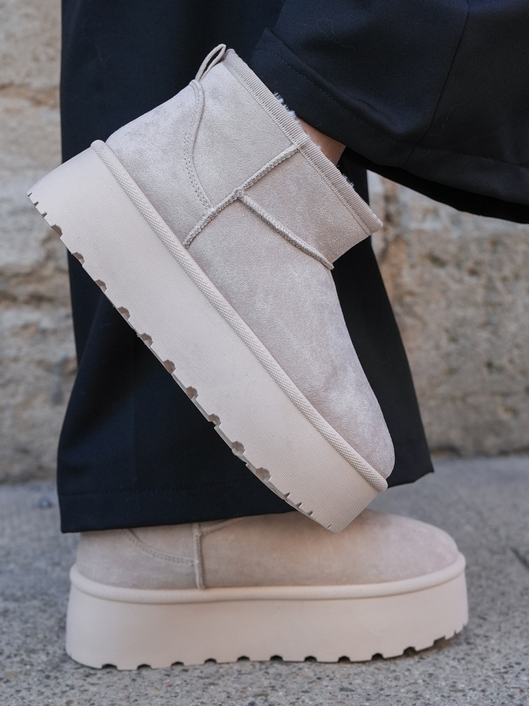 BOTTINES FOURRÉES PLATEFORME CRÈME - Casualmode.fr